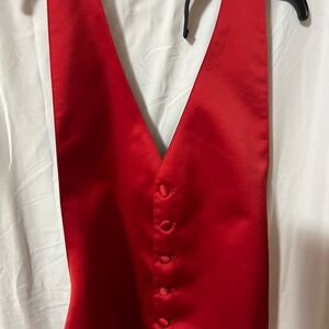 Vibrant Red Satin Vest